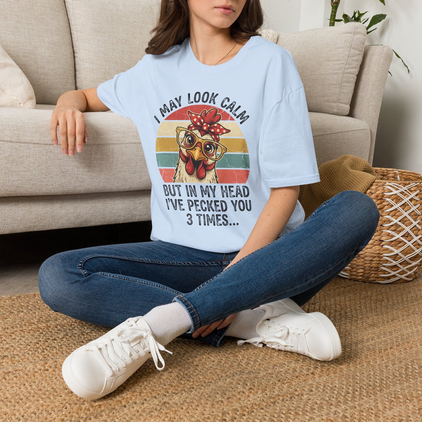 Funny Chicken with Glasses Graphic T-Shirt