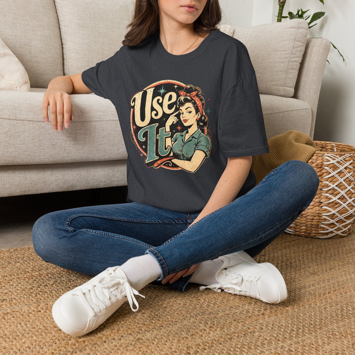 Vintage Rosie 'Use It' Graphic Tee — Retro Empowerment T-Shirt
