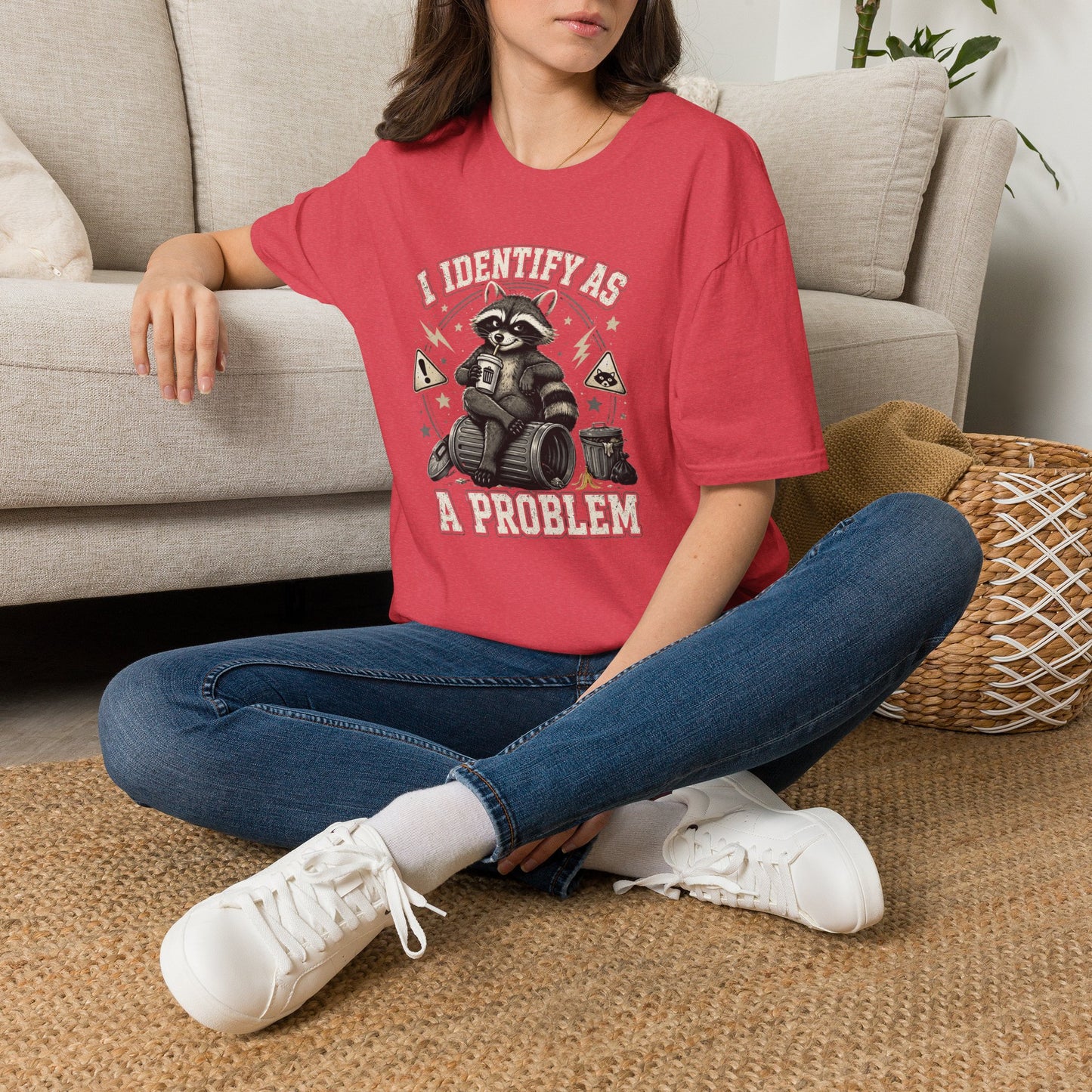 I Identify As A Problem Raccoon T-Shirt — Funny Sarcastic Graphic Tee