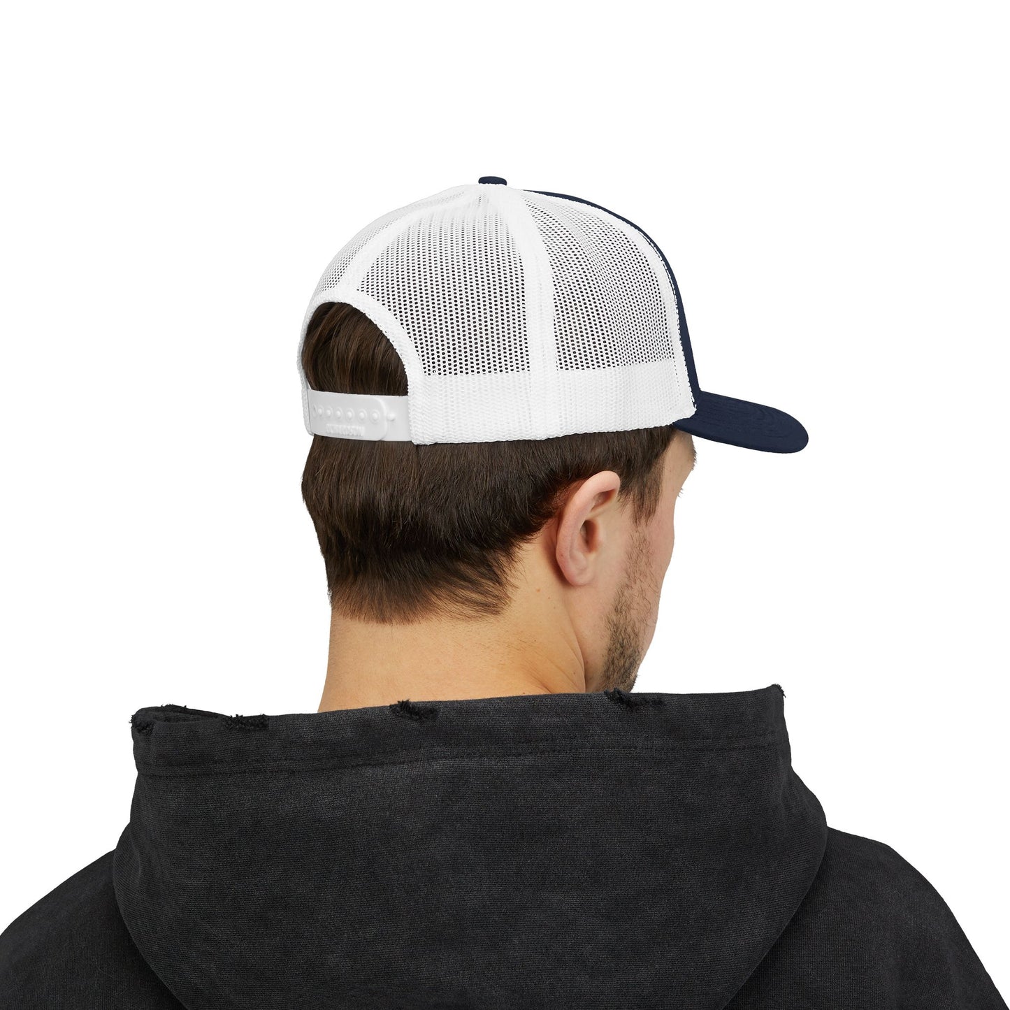Patriotic Trucker Cap โ Retro "Go Patriots" Embroidered Snapback