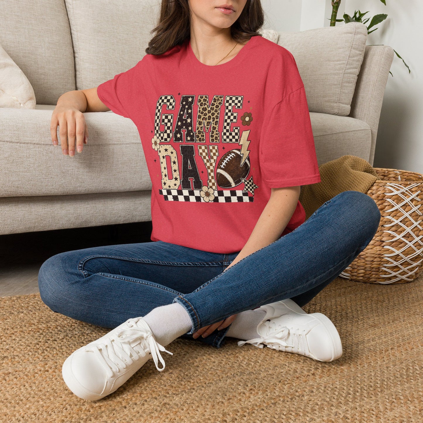 Game Day T-Shirt — Retro Checkerboard Football Design