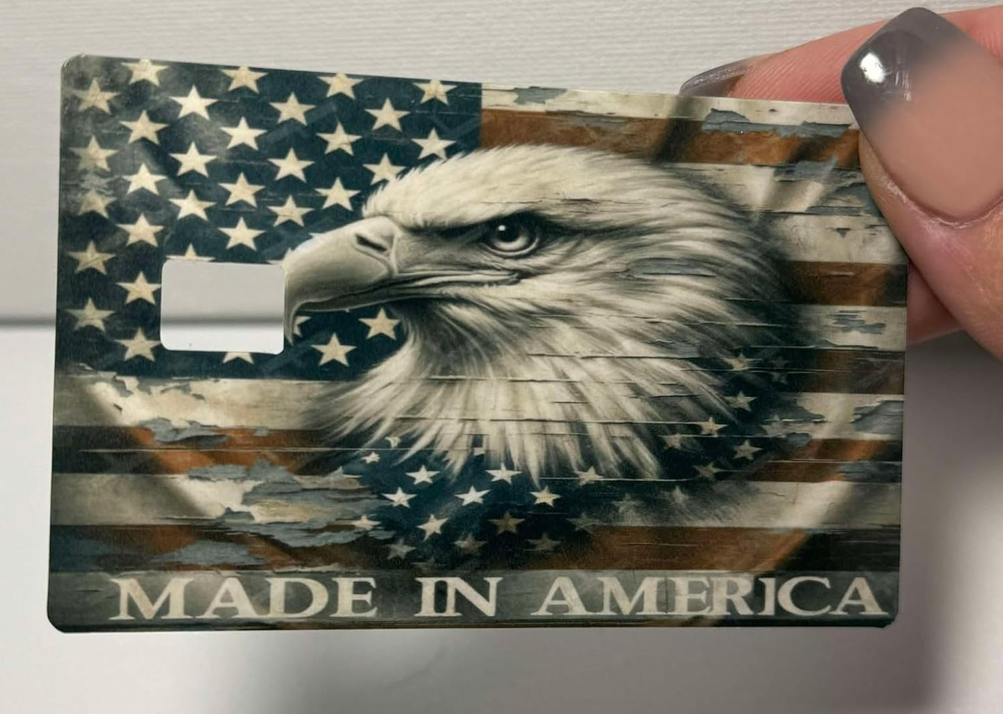 Made in America Credit Card Skin – Bald Eagle & USA Flag Design – Patriotic Debit Card Sticker for Chip Cards – American Pride Gift for Veterans & Patriots