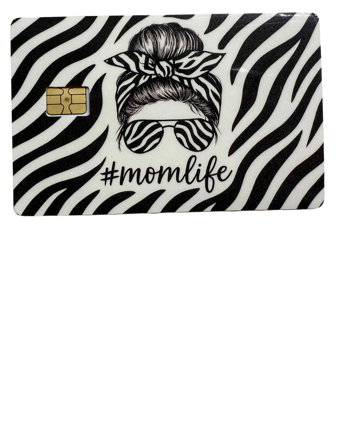 Zebra Print #Momlife Card Skin – Sassy Black & White Animal Print Credit Card Sticker
