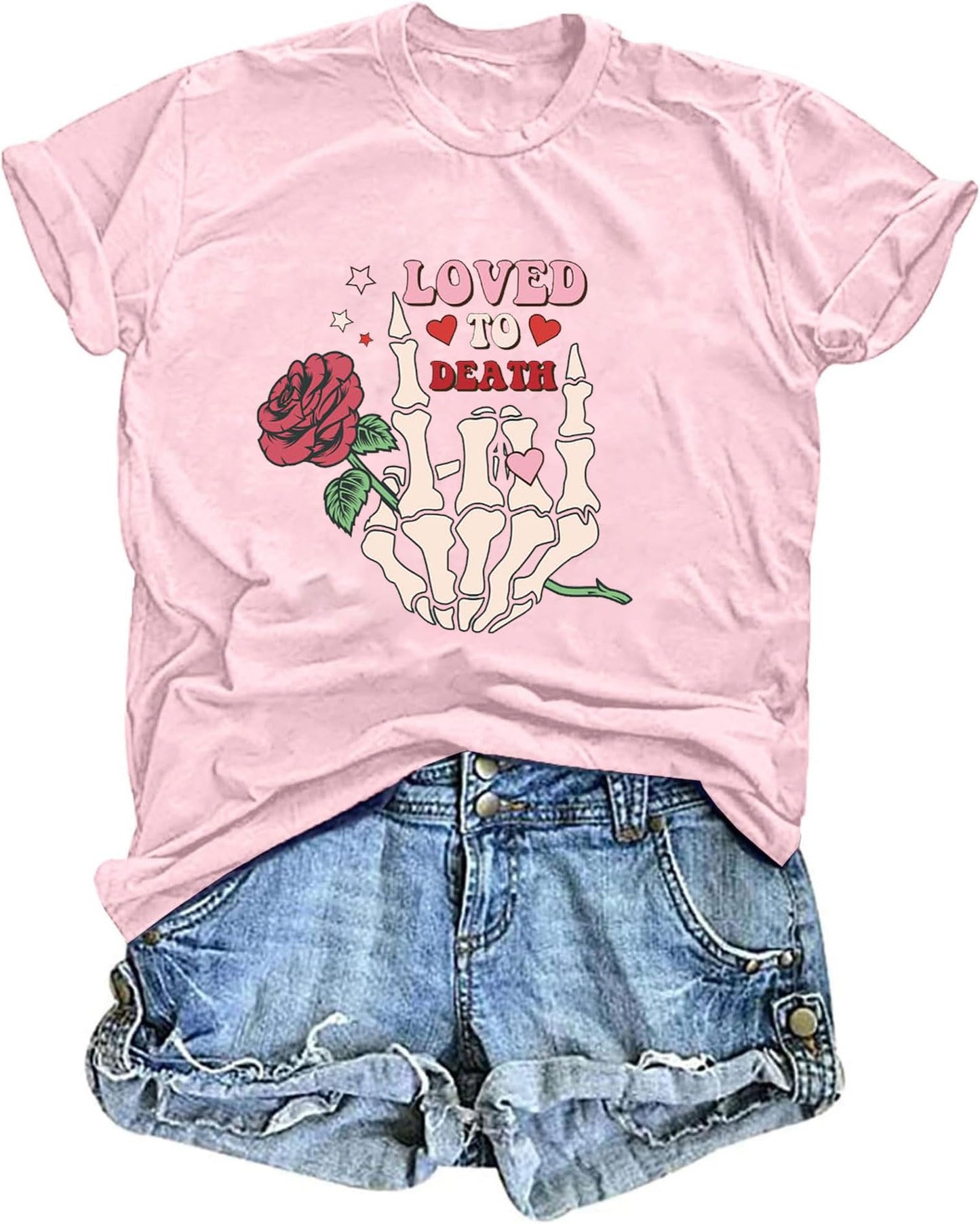 Valentines Shirts for Women Cute Love Heart Graphic T Shirts Casual Lover Gift Blouse Short Sleeve Tops