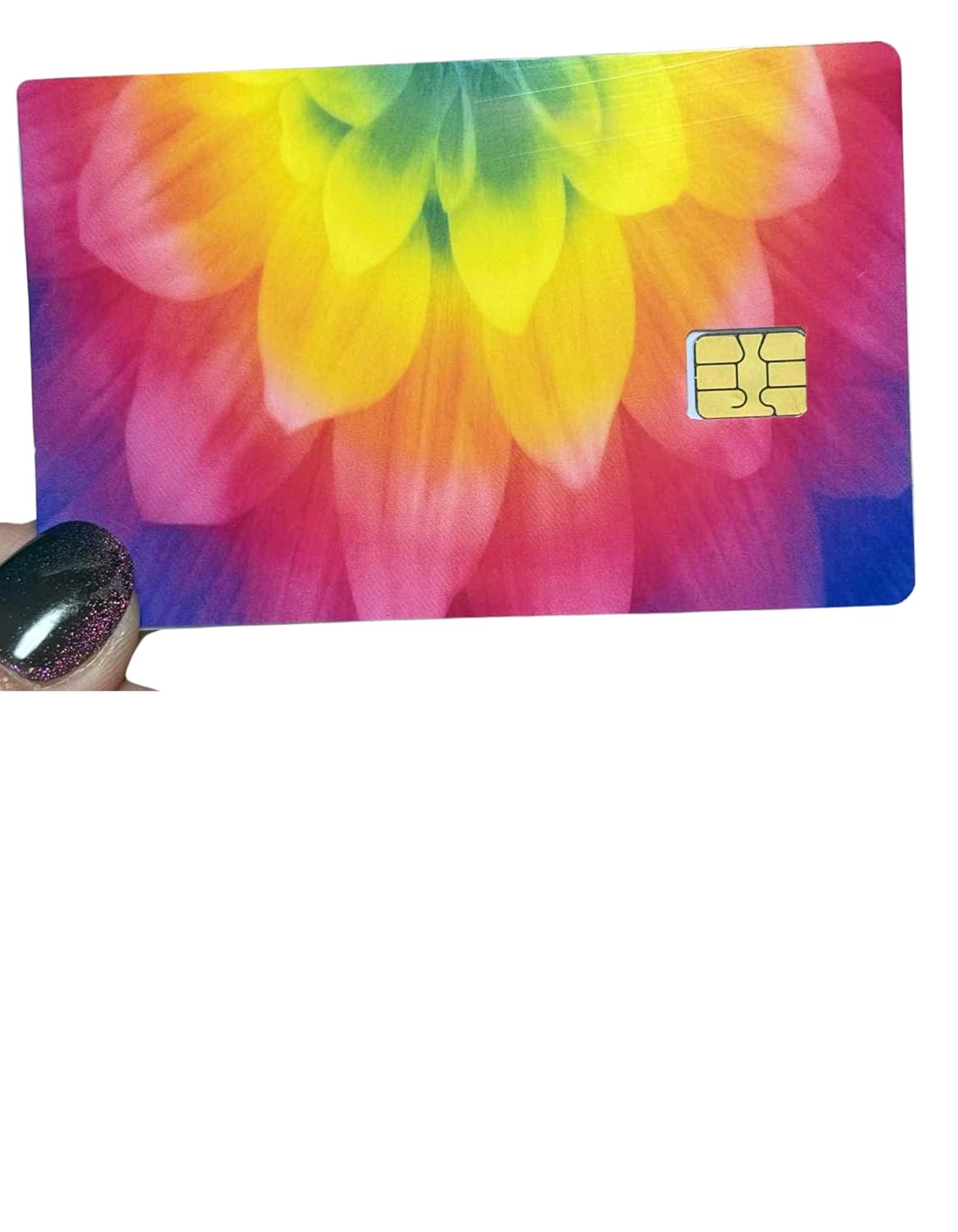 Rainbow Flower Petal Card Skin – Bright Gradient Floral Credit Card Sticker