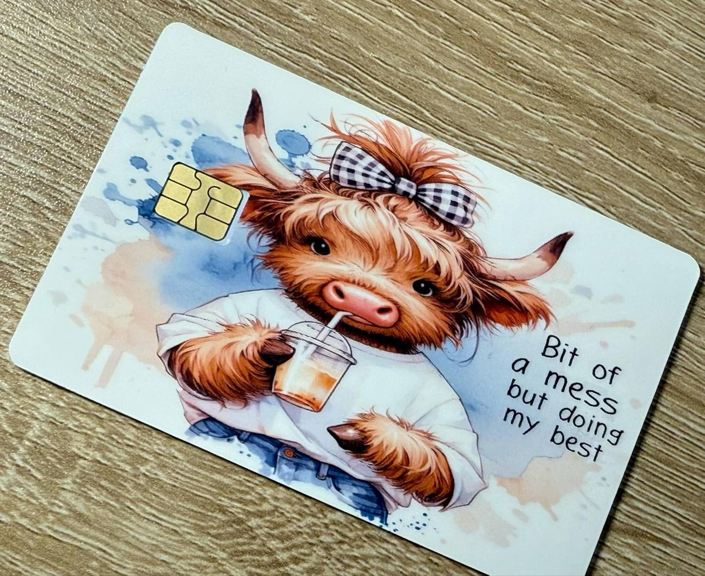 Bit of a Mess Highland Cow Credit Card Skin