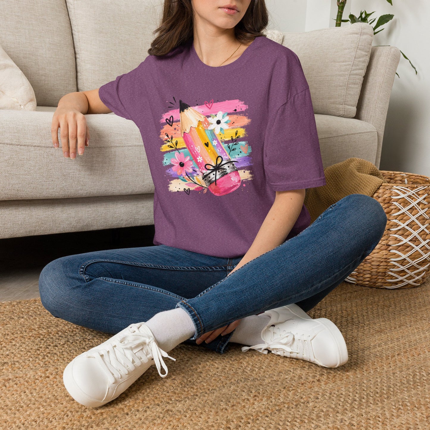 Colorful Pencil Floral T-Shirt — Cute Artistic Teacher & Student Tee