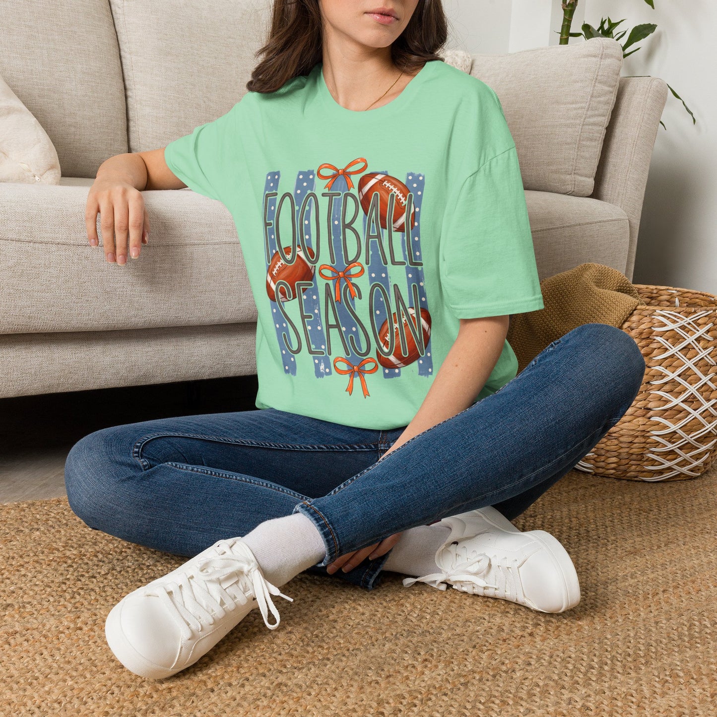 Football Season Tee — Patriotic Football Shirt with 'Football' Ribbon Design