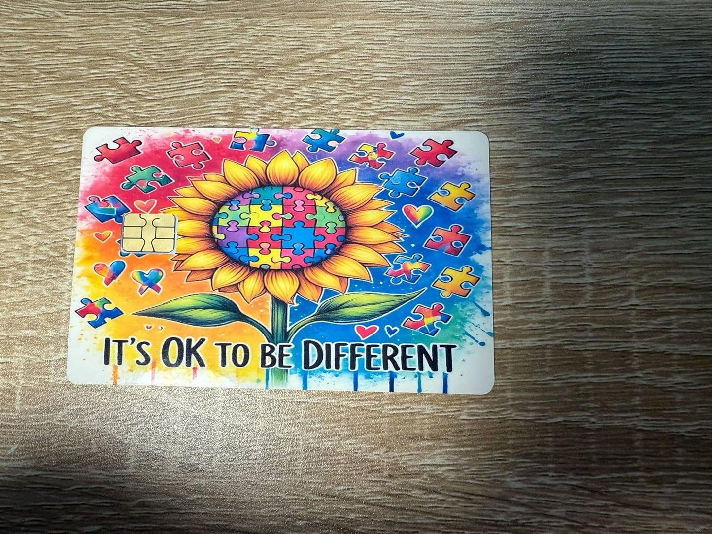 It’s OK to Be Different Puzzle Sunflower Credit Card Skin