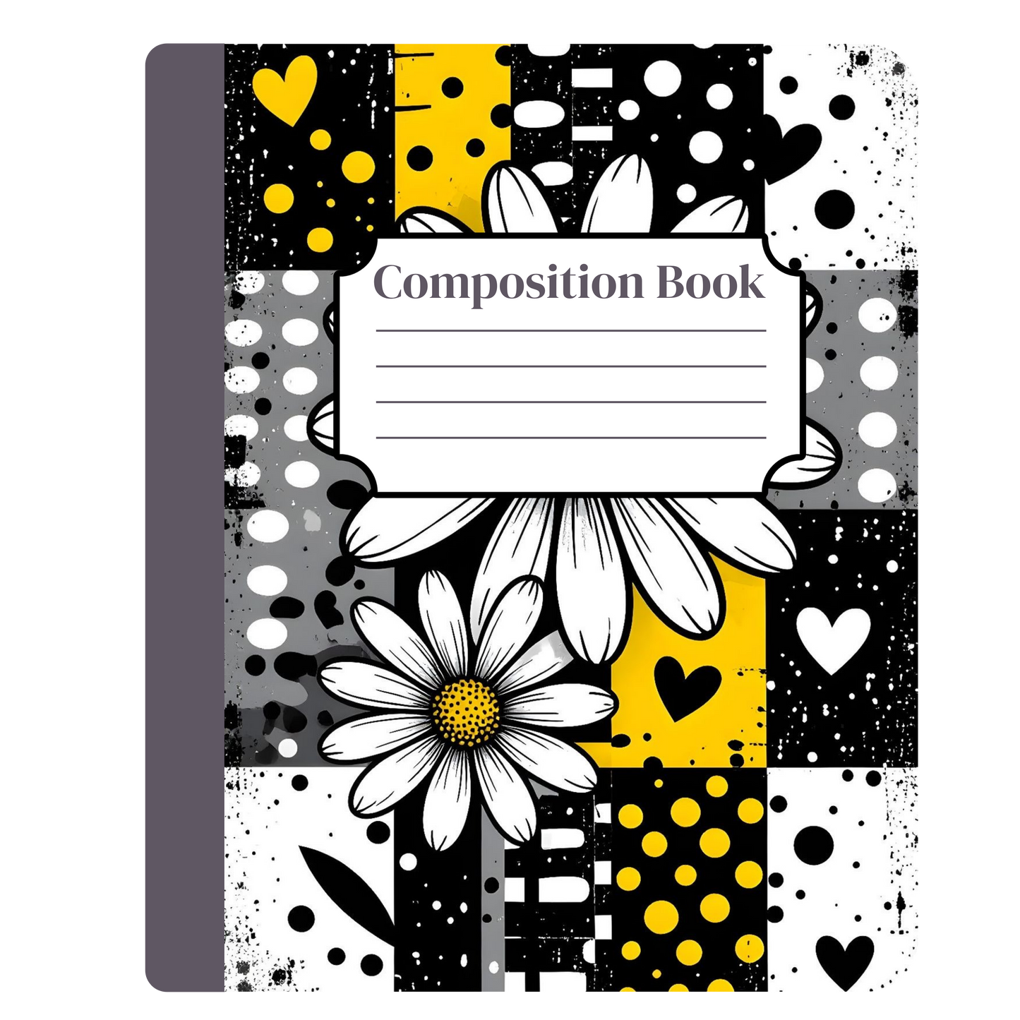 Black & Yellow Daisy Notebook Cover