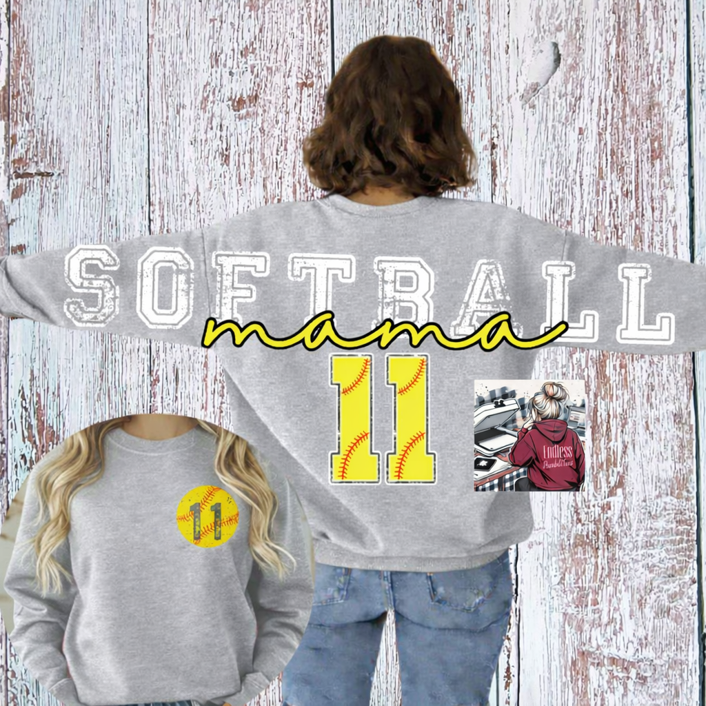 Custom Softball Mama Crewneck Sweatshirt