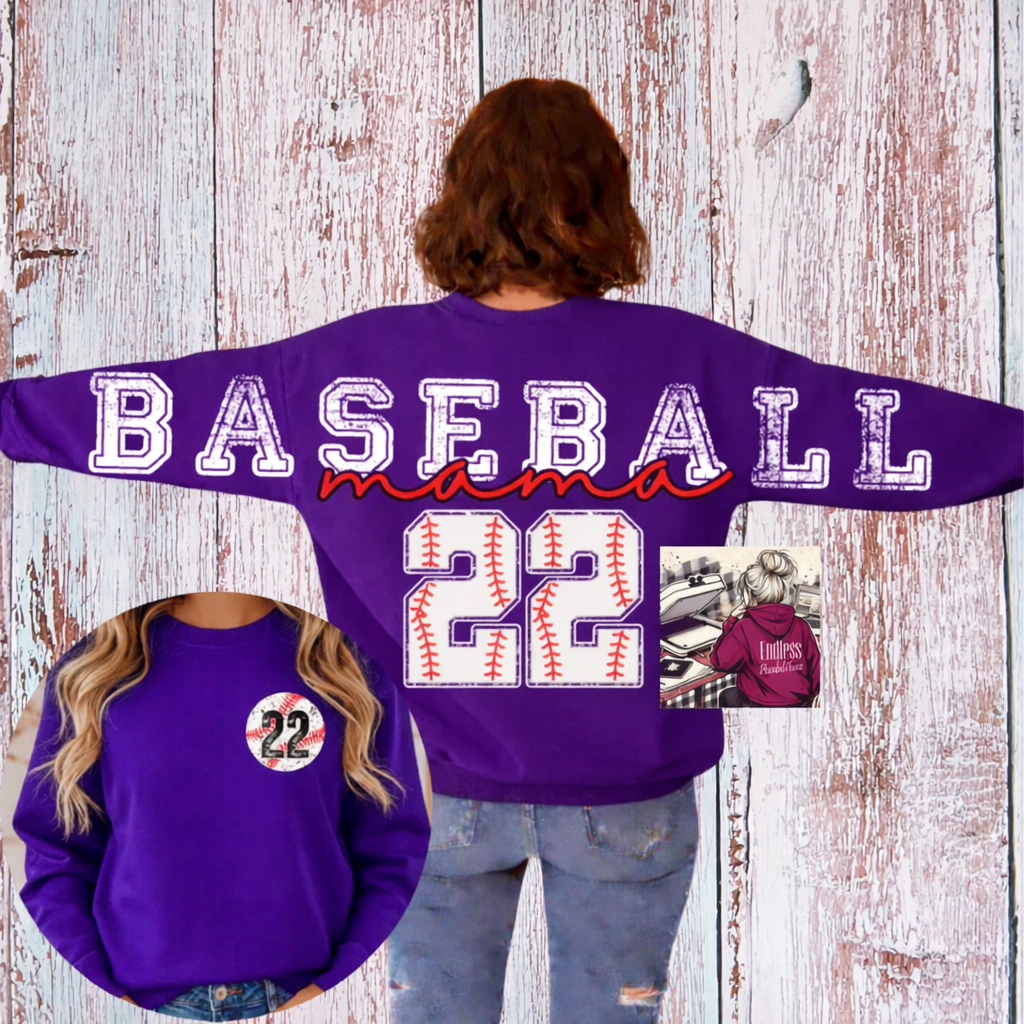 Custom Baseball Mama Crewneck Sweatshirt