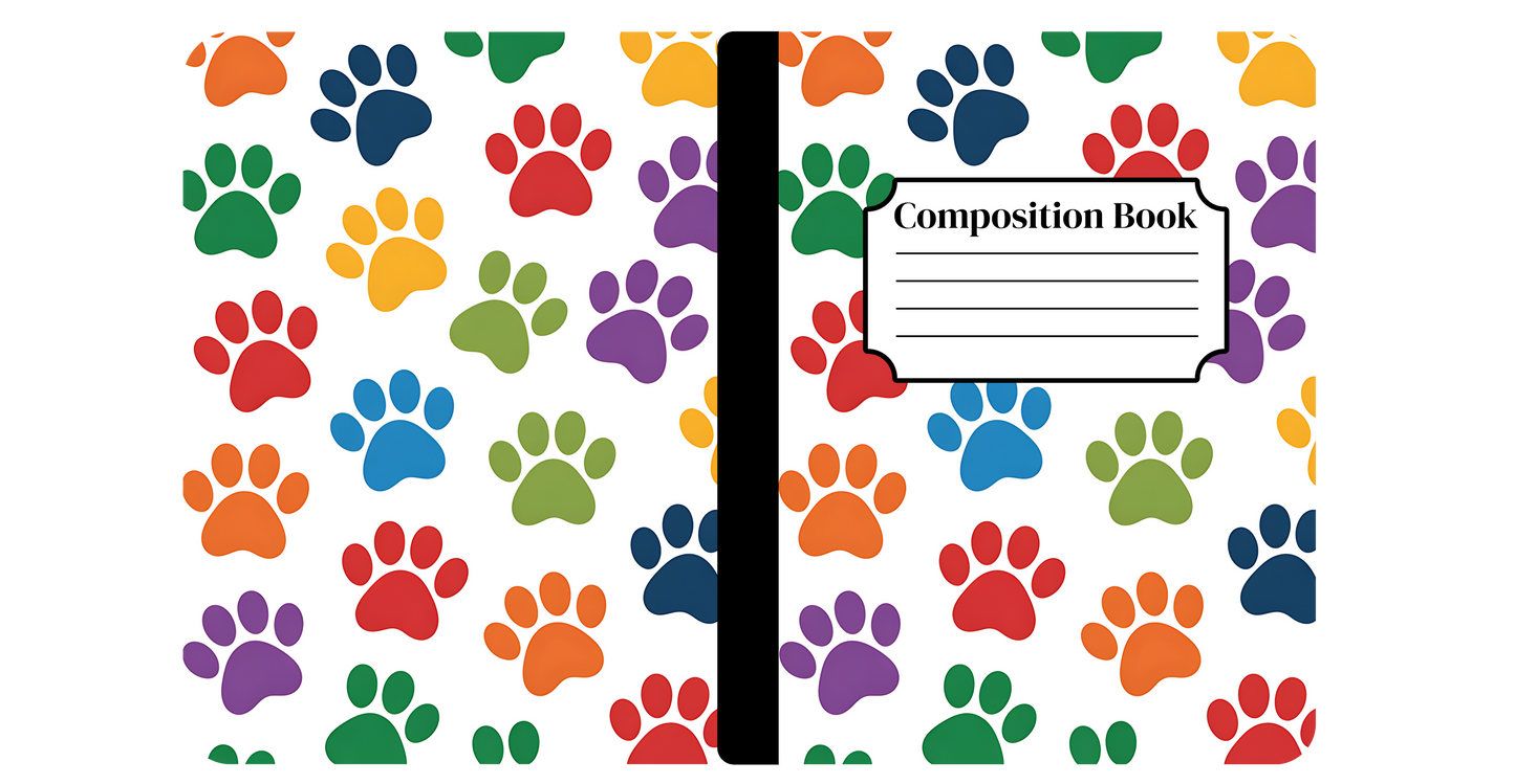Rainbow Paw Prints Notebook Cover