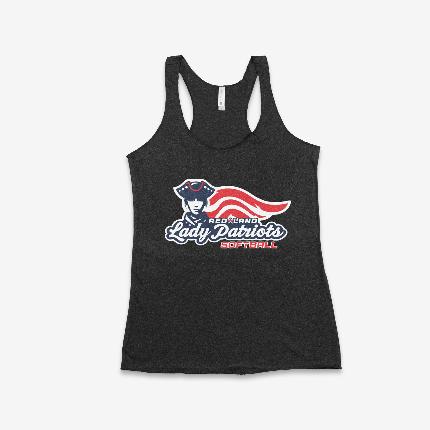 Red Land Lady Patriots Softball Logo Women's Racerback Tank