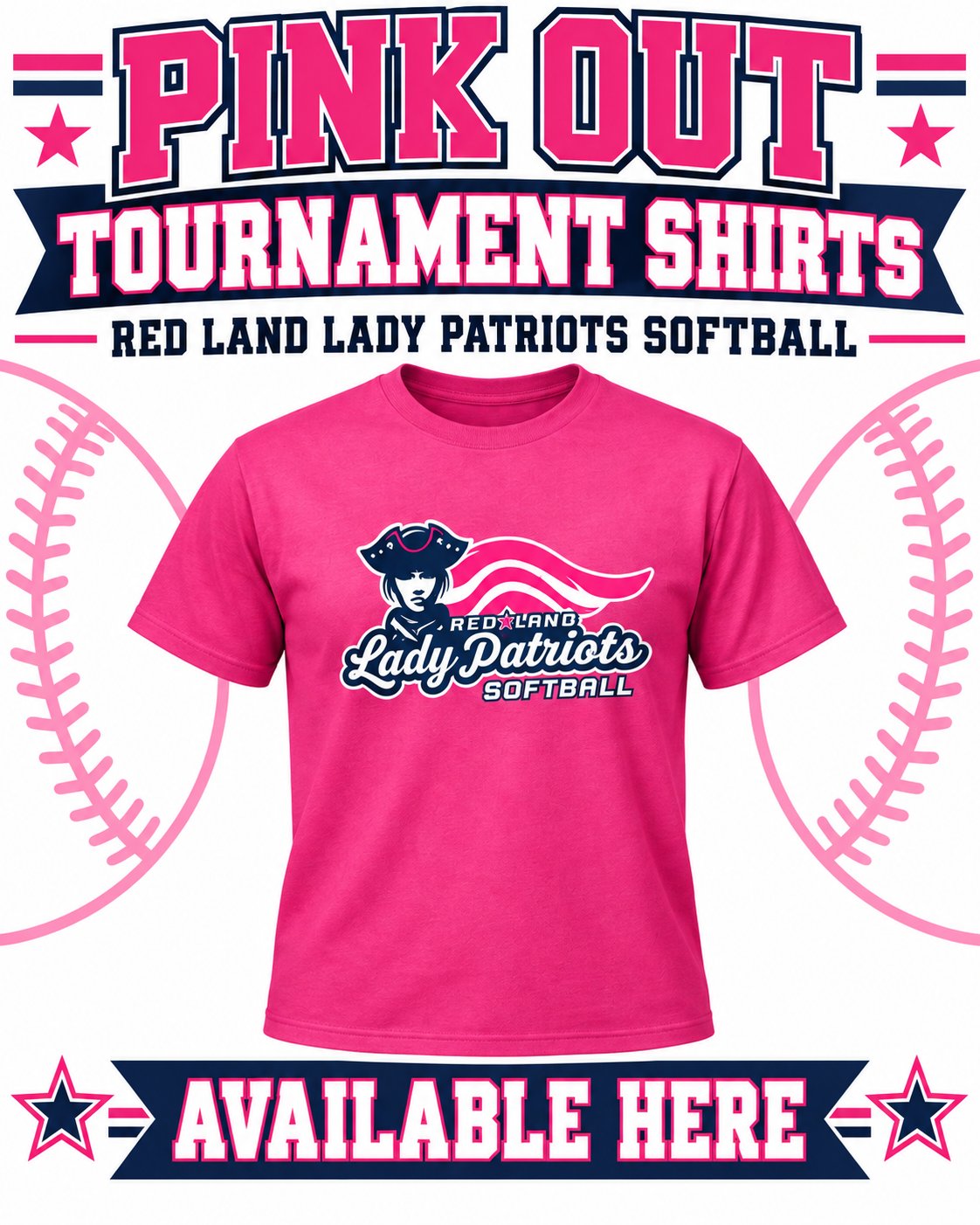 Red Land Lady Patriots Pink Out Tee