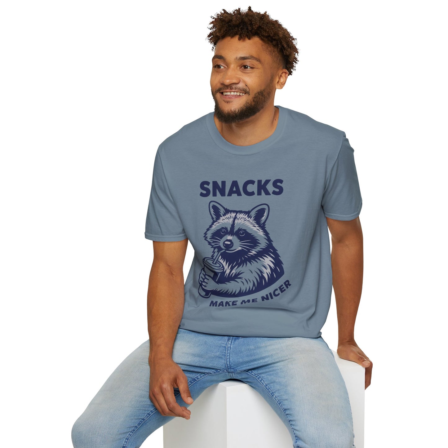 Snacks Raccoon T-Shirt — Cute Vintage Raccoon Eating Snacks Graphic Tee