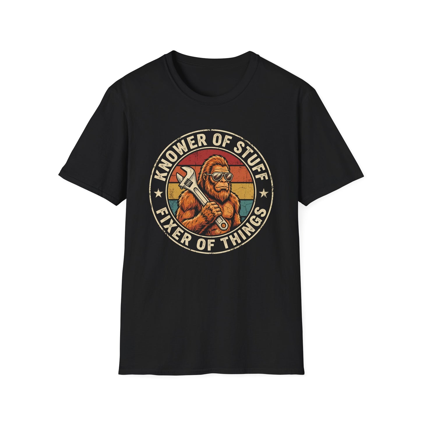 Knower of Stuff Fixer of Things T-Shirt — Vintage Sasquatch Mechanic Graphic Tee