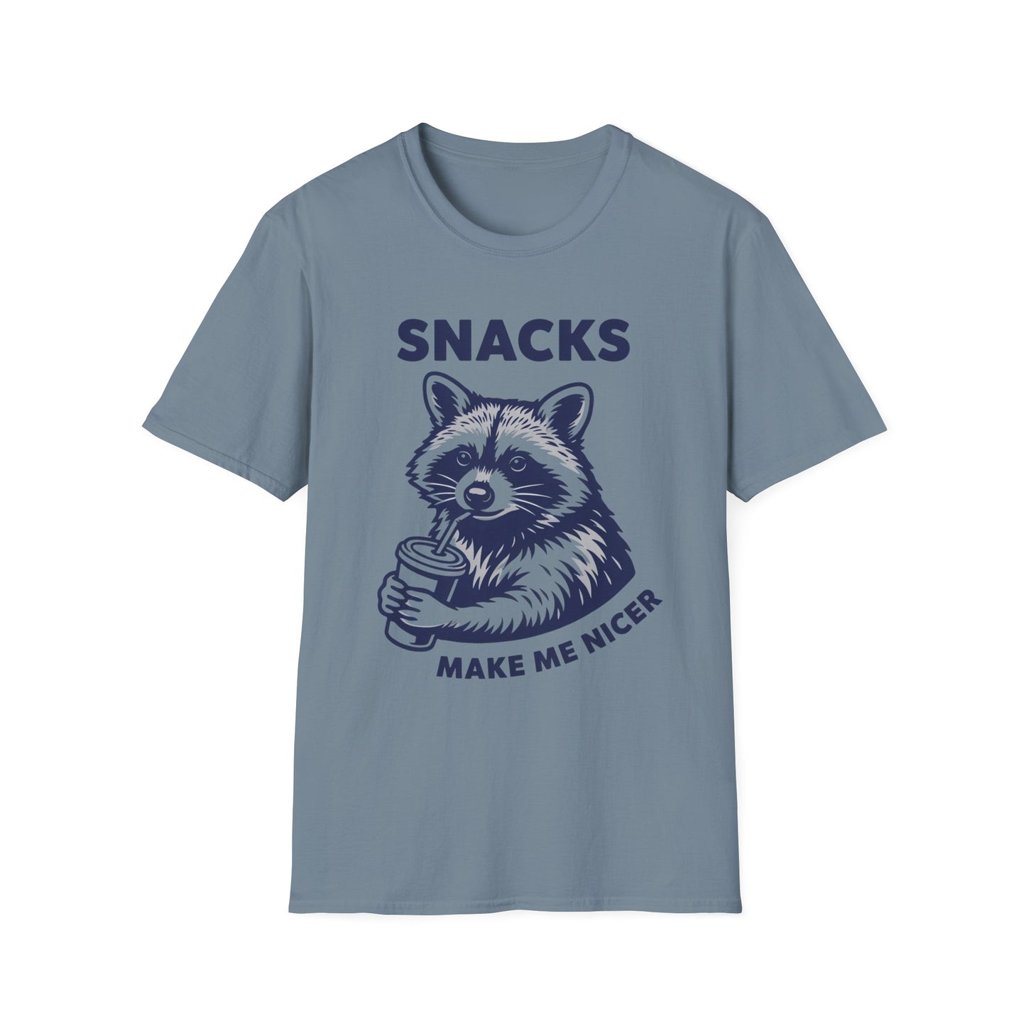 Snacks Raccoon T-Shirt — Cute Vintage Raccoon Eating Snacks Graphic Tee