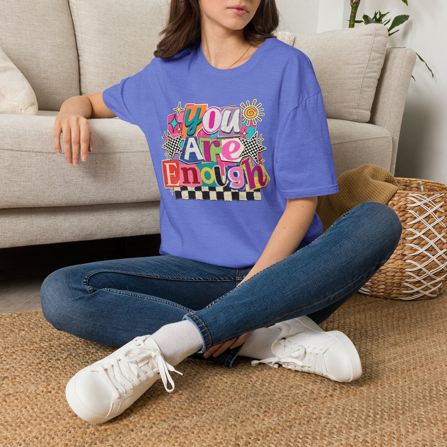 You Are Enough T-Shirt — Retro Colorful Positive Affirmation Tee