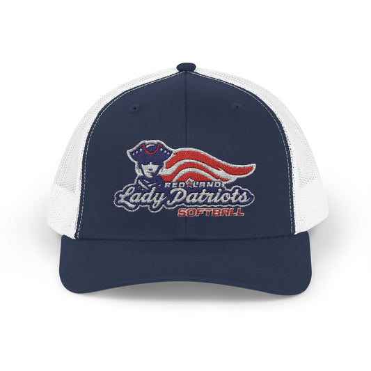 Patriotic Trucker Cap — Retro "Go Patriots" Embroidered Snapback