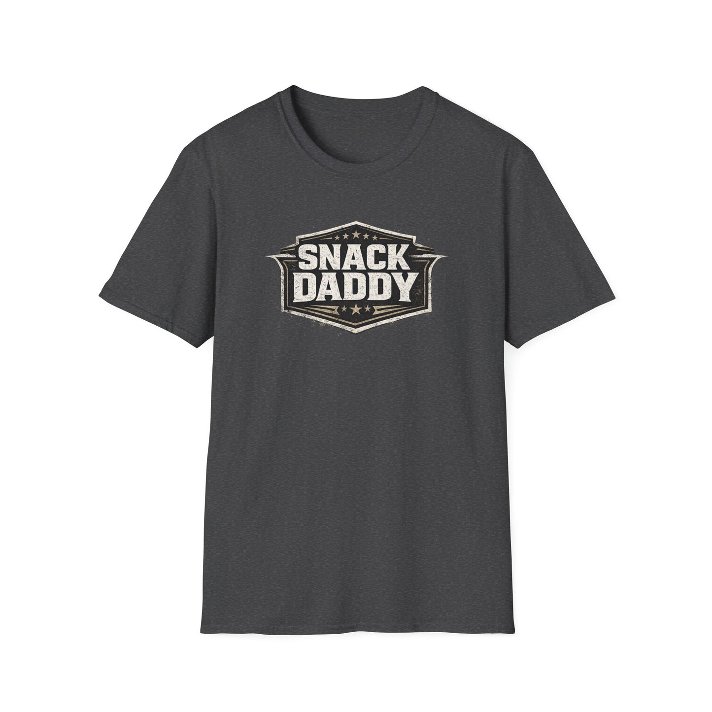 Snack Daddy T-Shirt — Vintage Badge Graphic Tee for Food-Lovers & Fun Dads
