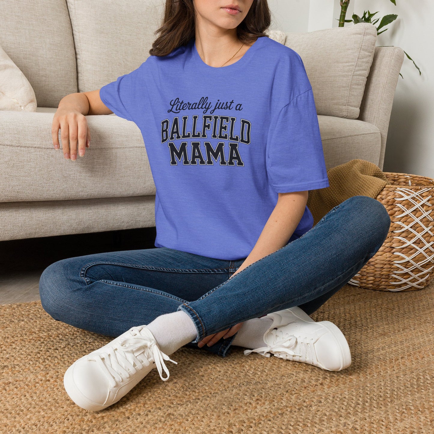 Literally Just a Ballfield Mama T-Shirt — Soft Baseball Mom Tee for Game Days