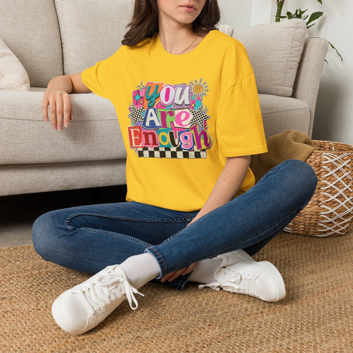 You Are Enough T-Shirt — Retro Colorful Positive Affirmation Tee