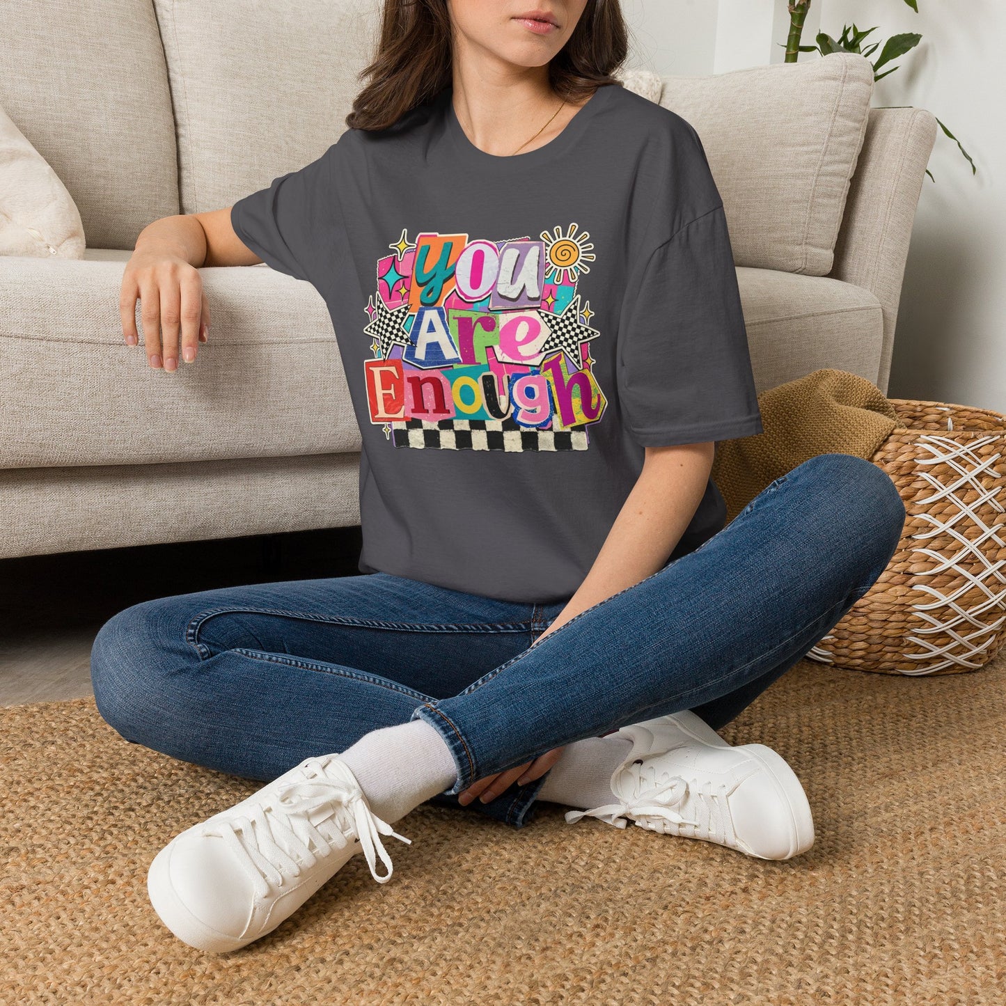 You Are Enough T-Shirt — Retro Colorful Positive Affirmation Tee