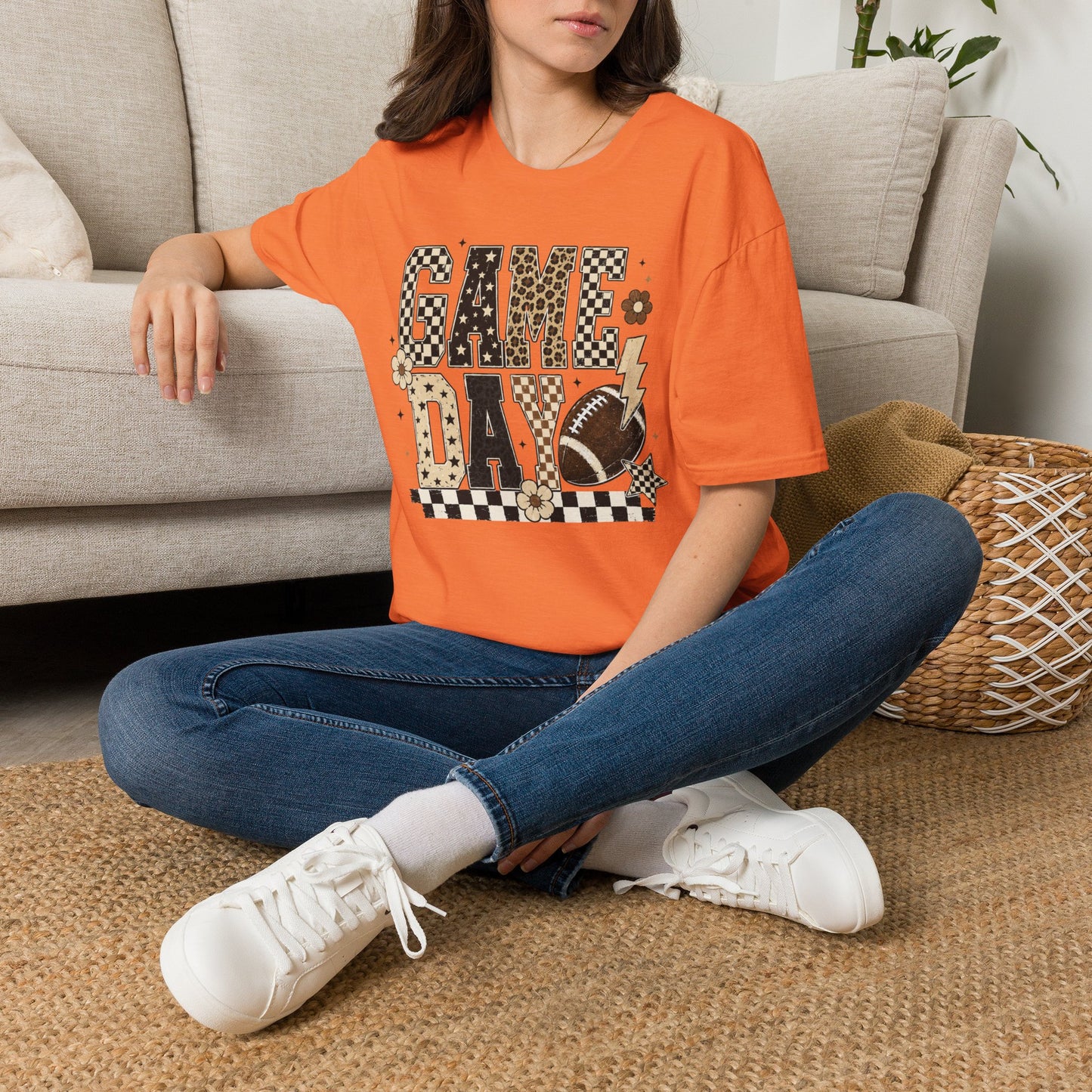 Game Day T-Shirt — Retro Checkerboard Football Design