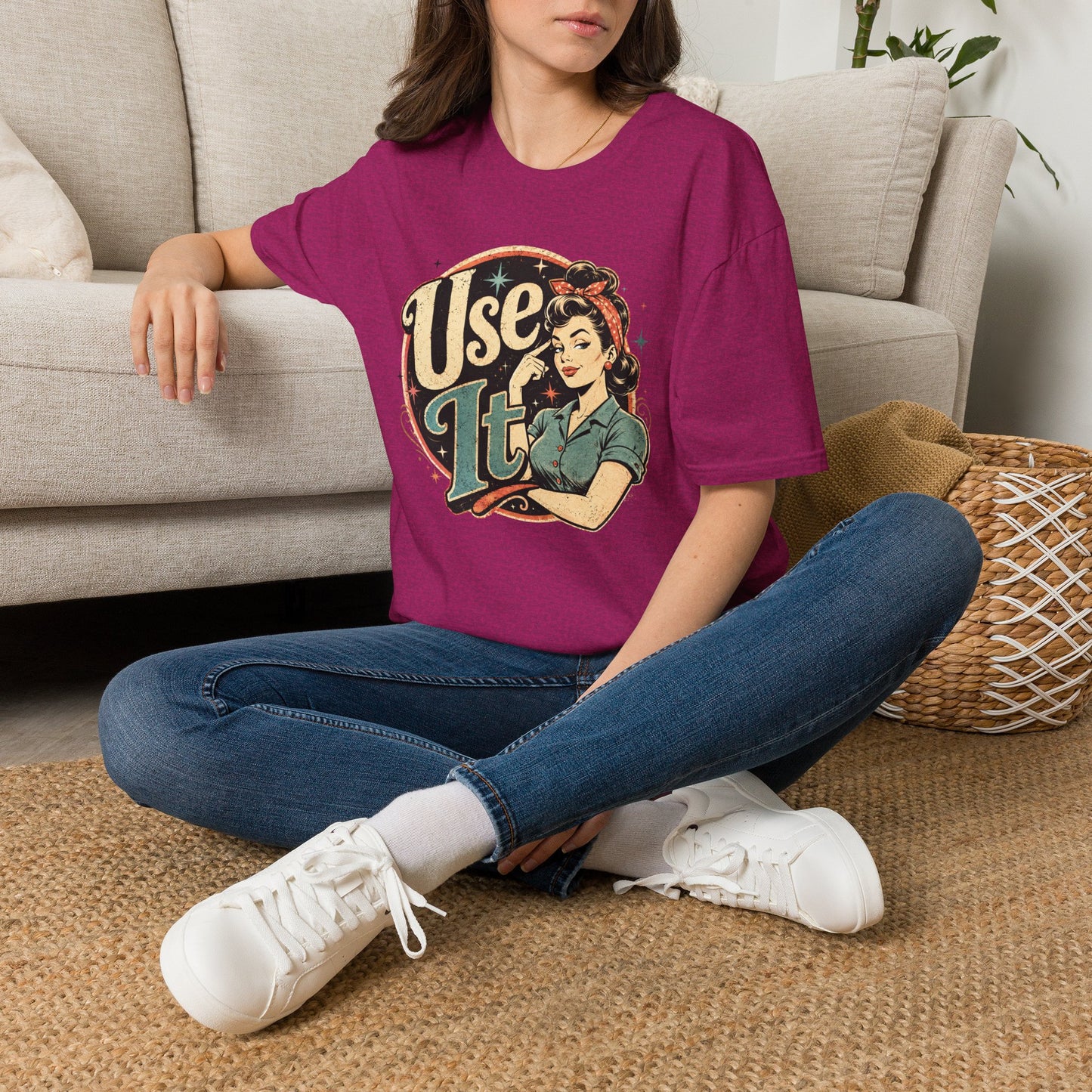 Vintage Rosie 'Use It' Graphic Tee — Retro Empowerment T-Shirt