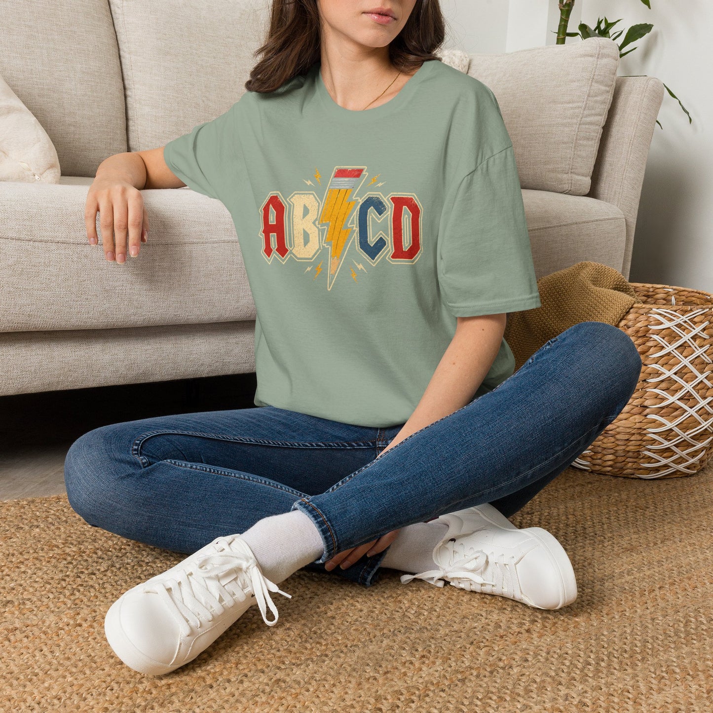 AB/CD Lightning Band Tee — Retro Rock Graphic T-Shirt