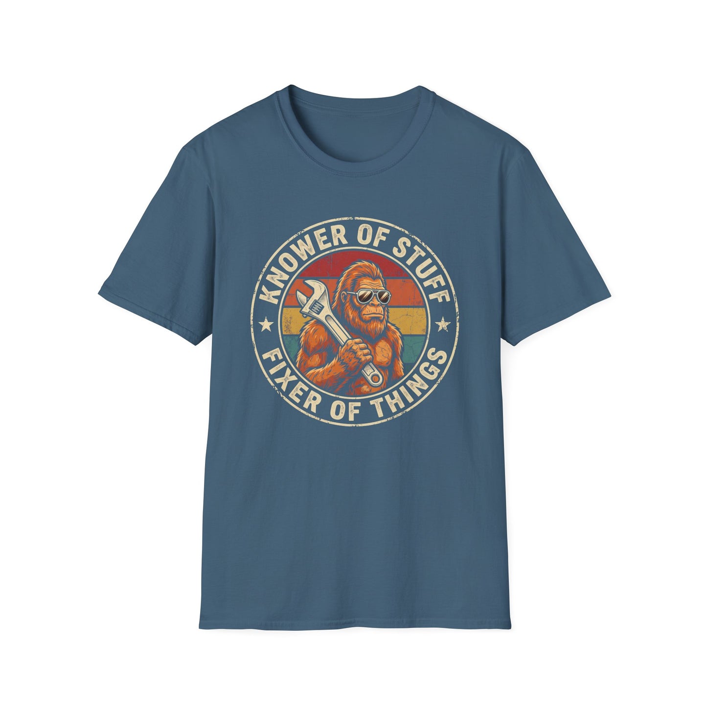 Knower of Stuff Fixer of Things T-Shirt — Vintage Sasquatch Mechanic Graphic Tee