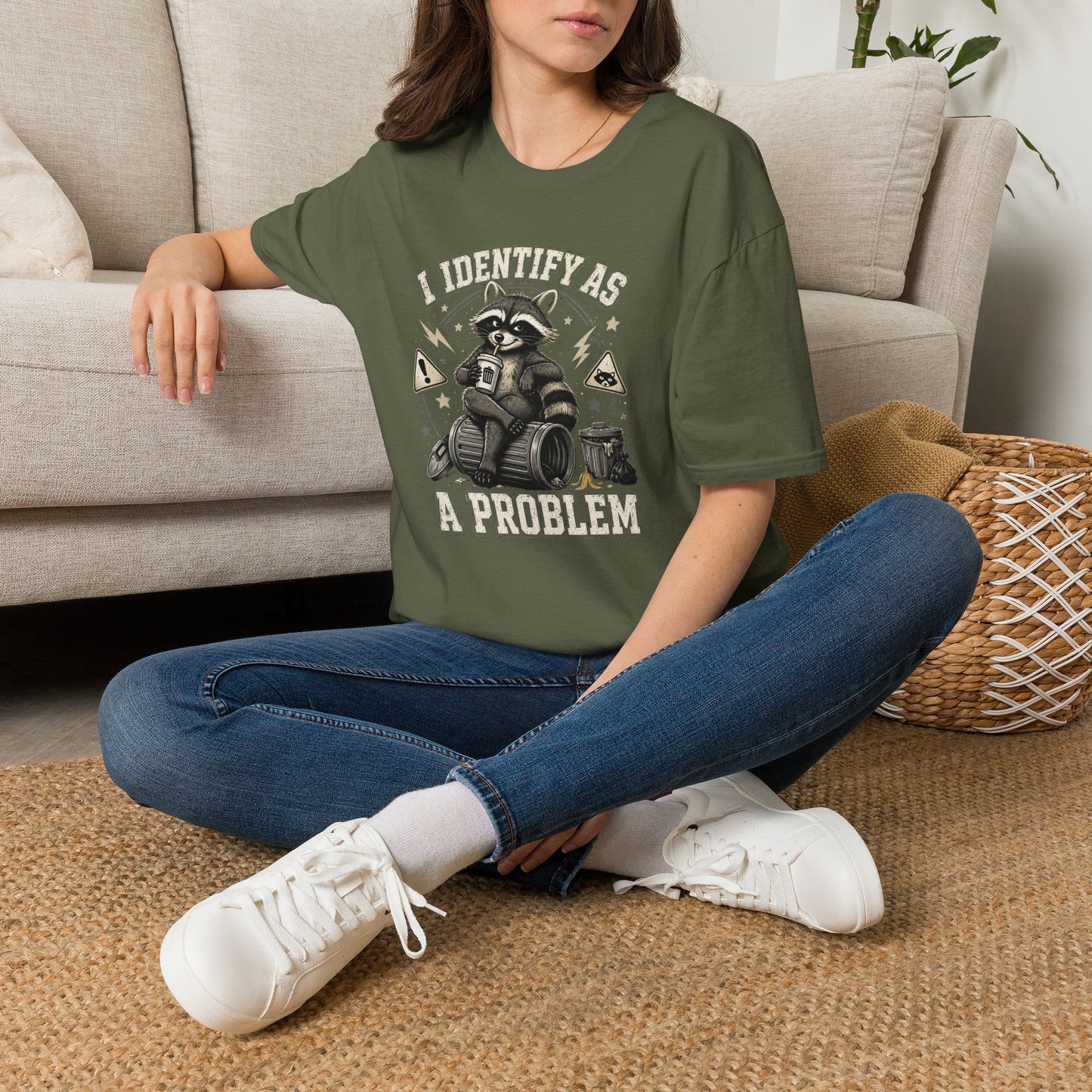 I Identify As A Problem Raccoon T-Shirt — Funny Sarcastic Graphic Tee