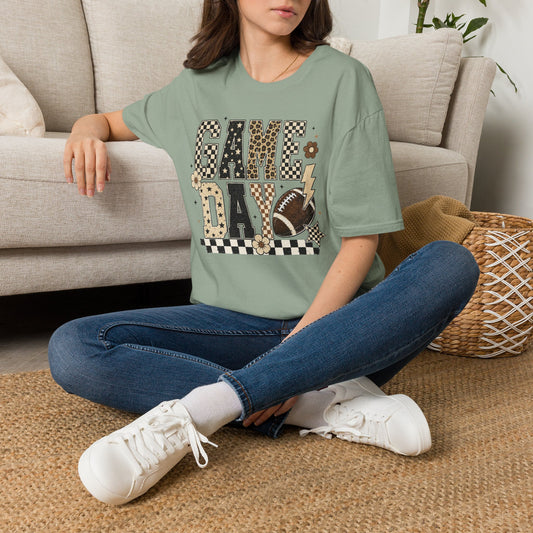 Game Day T-Shirt — Retro Checkerboard Football Design