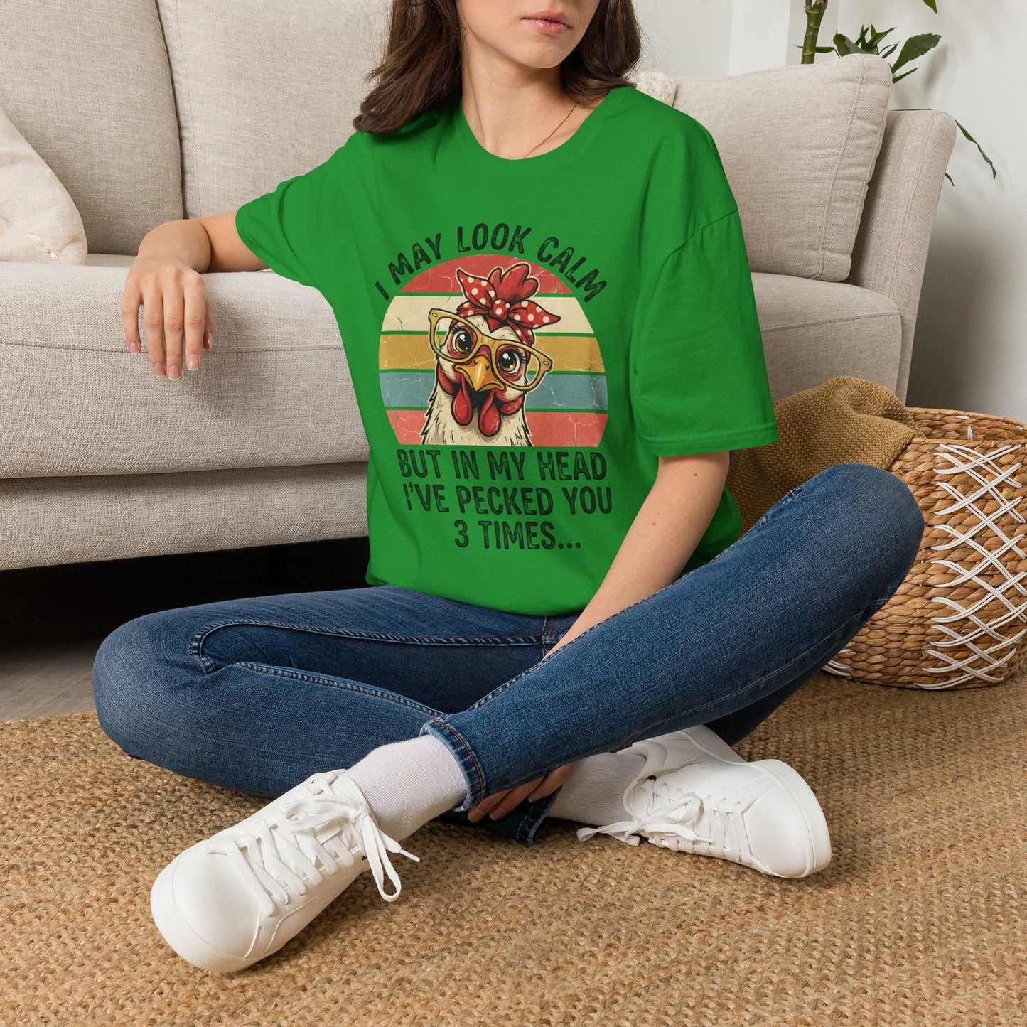 Funny Chicken with Glasses Graphic T-Shirt