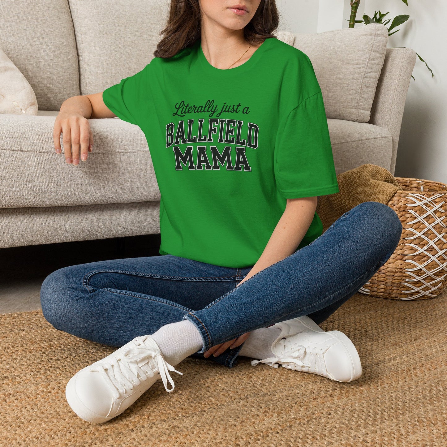 Literally Just a Ballfield Mama T-Shirt — Soft Baseball Mom Tee for Game Days