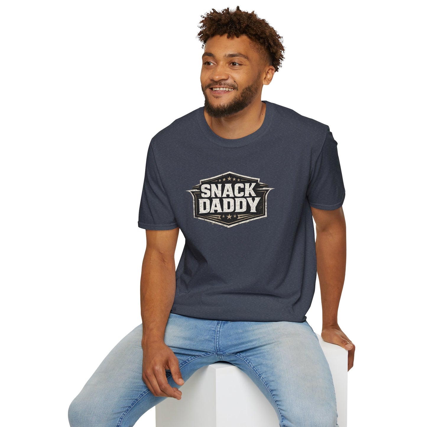 Snack Daddy T-Shirt — Vintage Badge Graphic Tee for Food-Lovers & Fun Dads