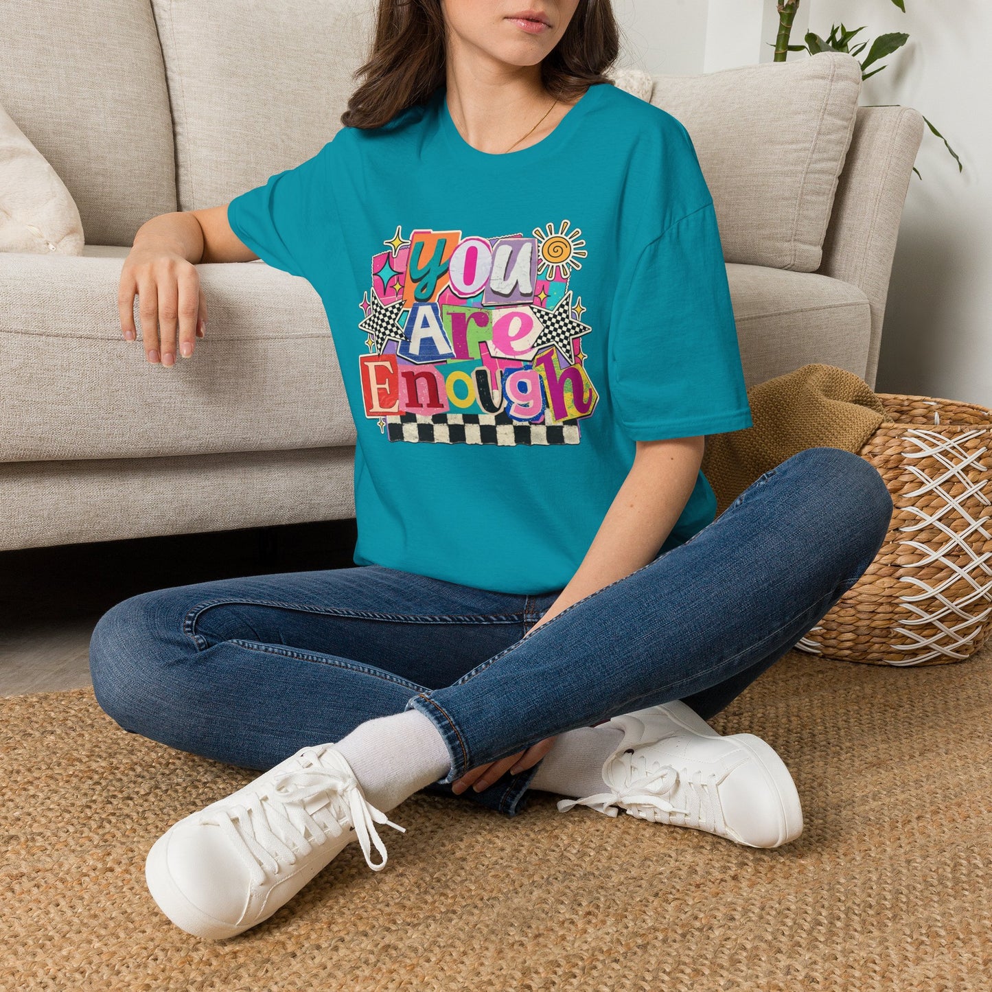 You Are Enough T-Shirt — Retro Colorful Positive Affirmation Tee