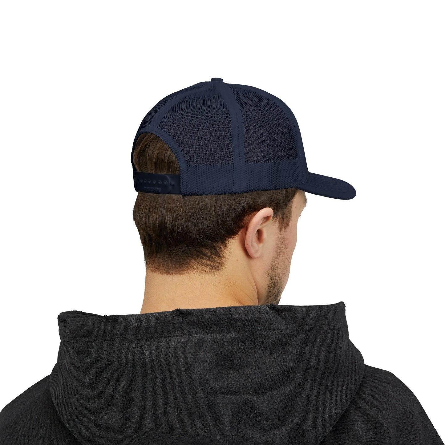 Patriotic Trucker Cap — Retro "Go Patriots" Embroidered Snapback