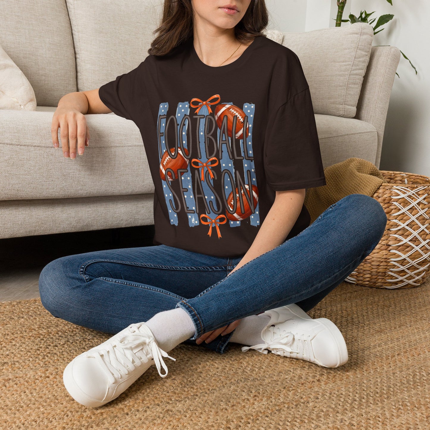 Football Season Tee — Patriotic Football Shirt with 'Football' Ribbon Design