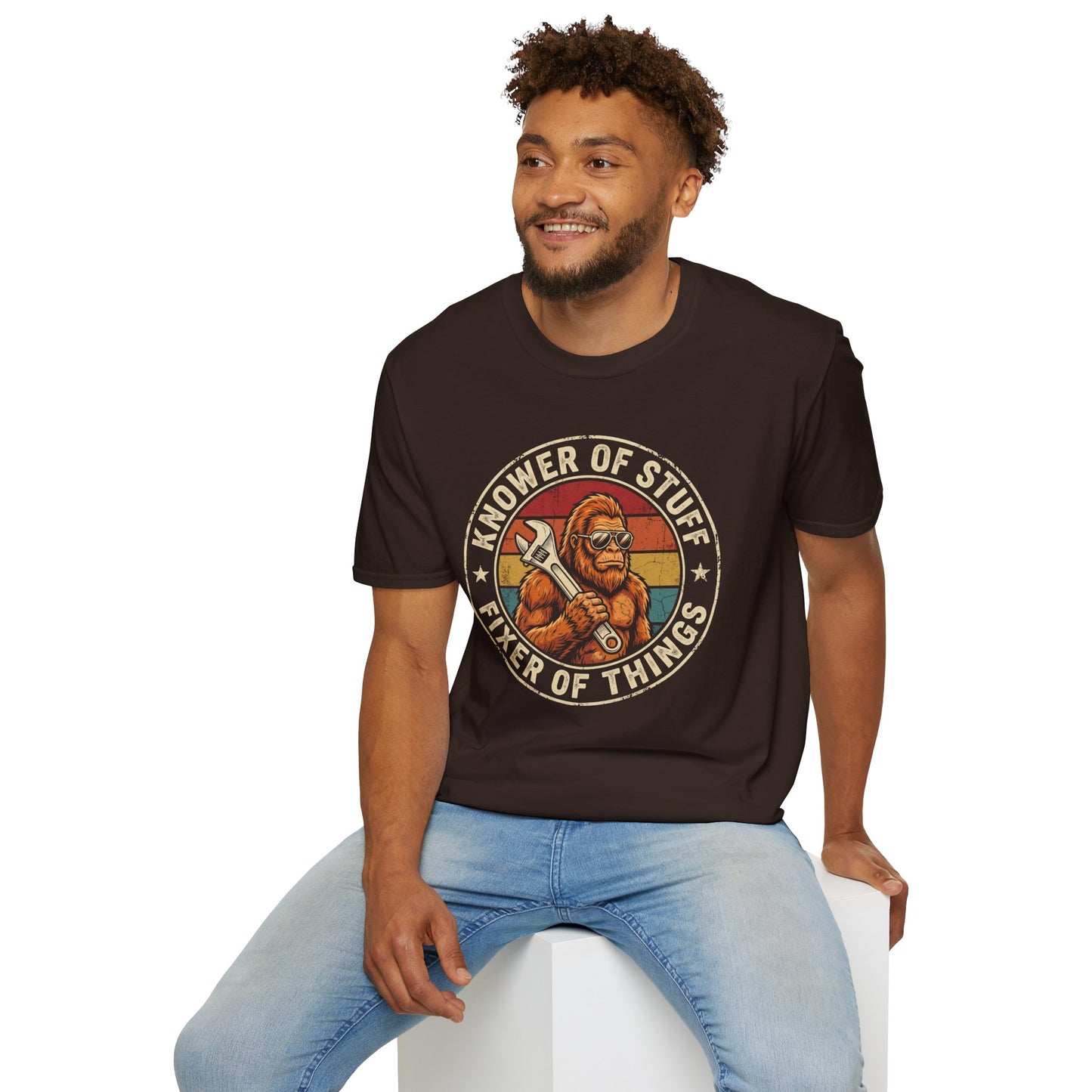 Knower of Stuff Fixer of Things T-Shirt — Vintage Sasquatch Mechanic Graphic Tee