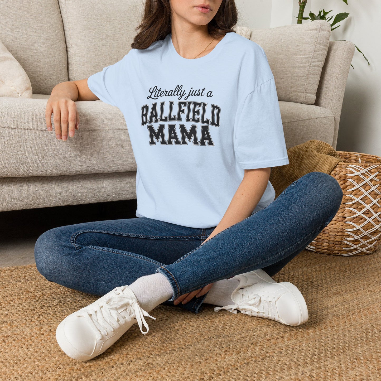 Literally Just a Ballfield Mama T-Shirt — Soft Baseball Mom Tee for Game Days