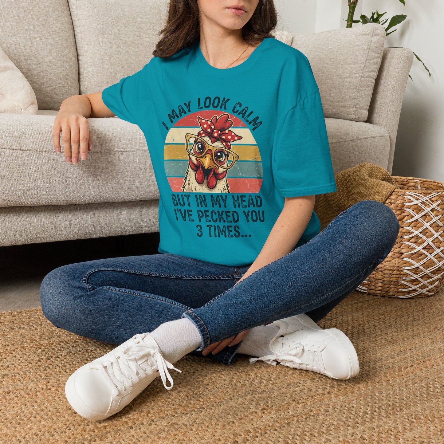 Funny Chicken with Glasses Graphic T-Shirt