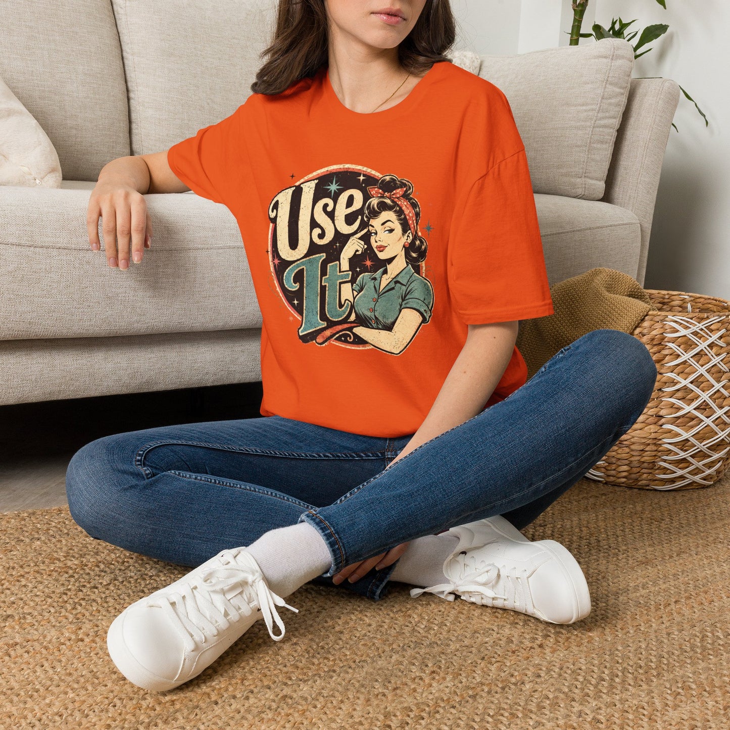 Vintage Rosie 'Use It' Graphic Tee — Retro Empowerment T-Shirt