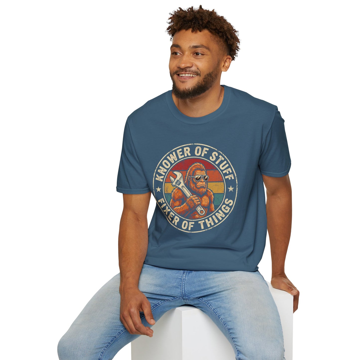 Knower of Stuff Fixer of Things T-Shirt — Vintage Sasquatch Mechanic Graphic Tee