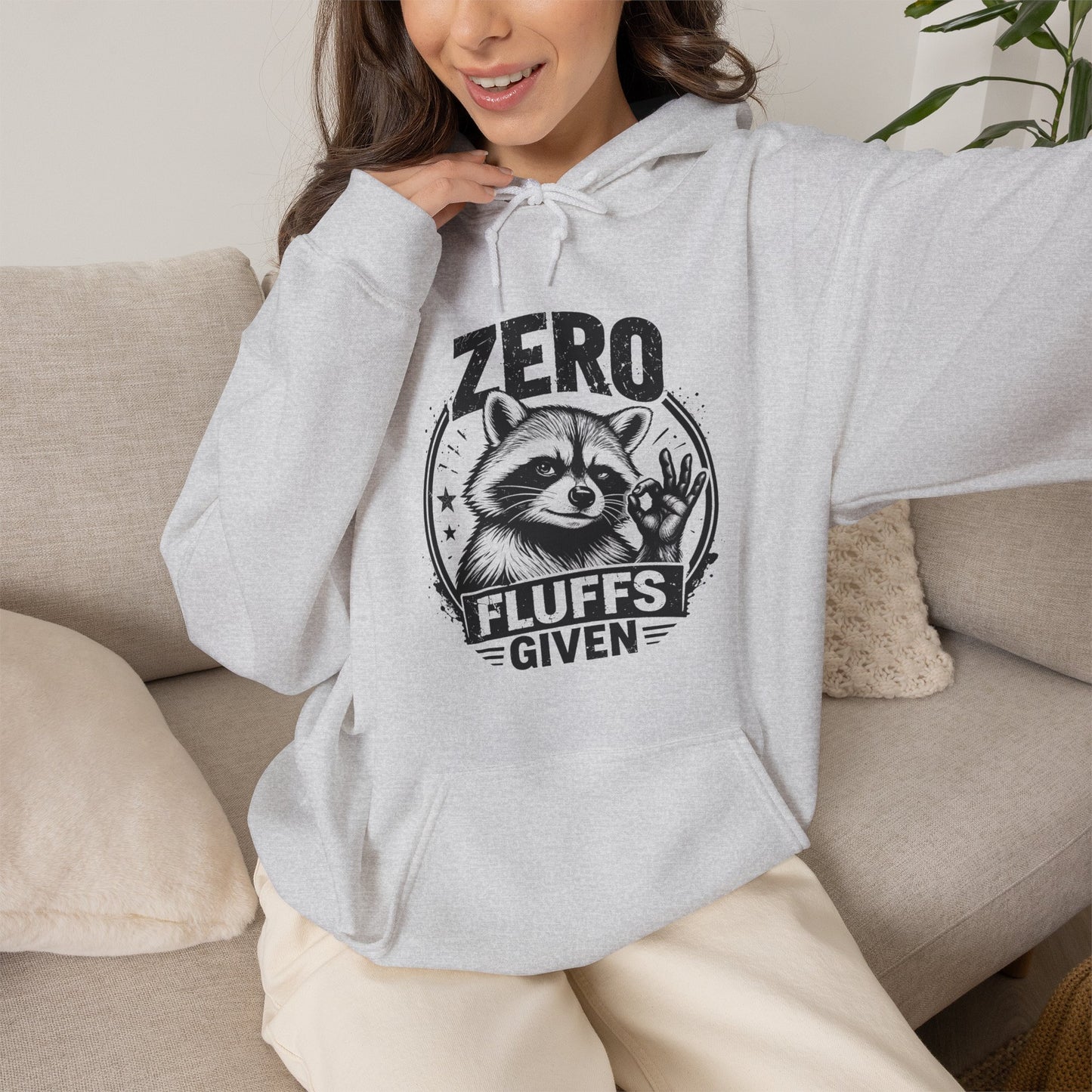 Zero Fluffs Given Raccoon Graphic Pullover