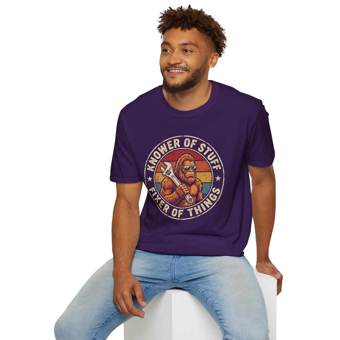 Knower of Stuff Fixer of Things T-Shirt — Vintage Sasquatch Mechanic Graphic Tee