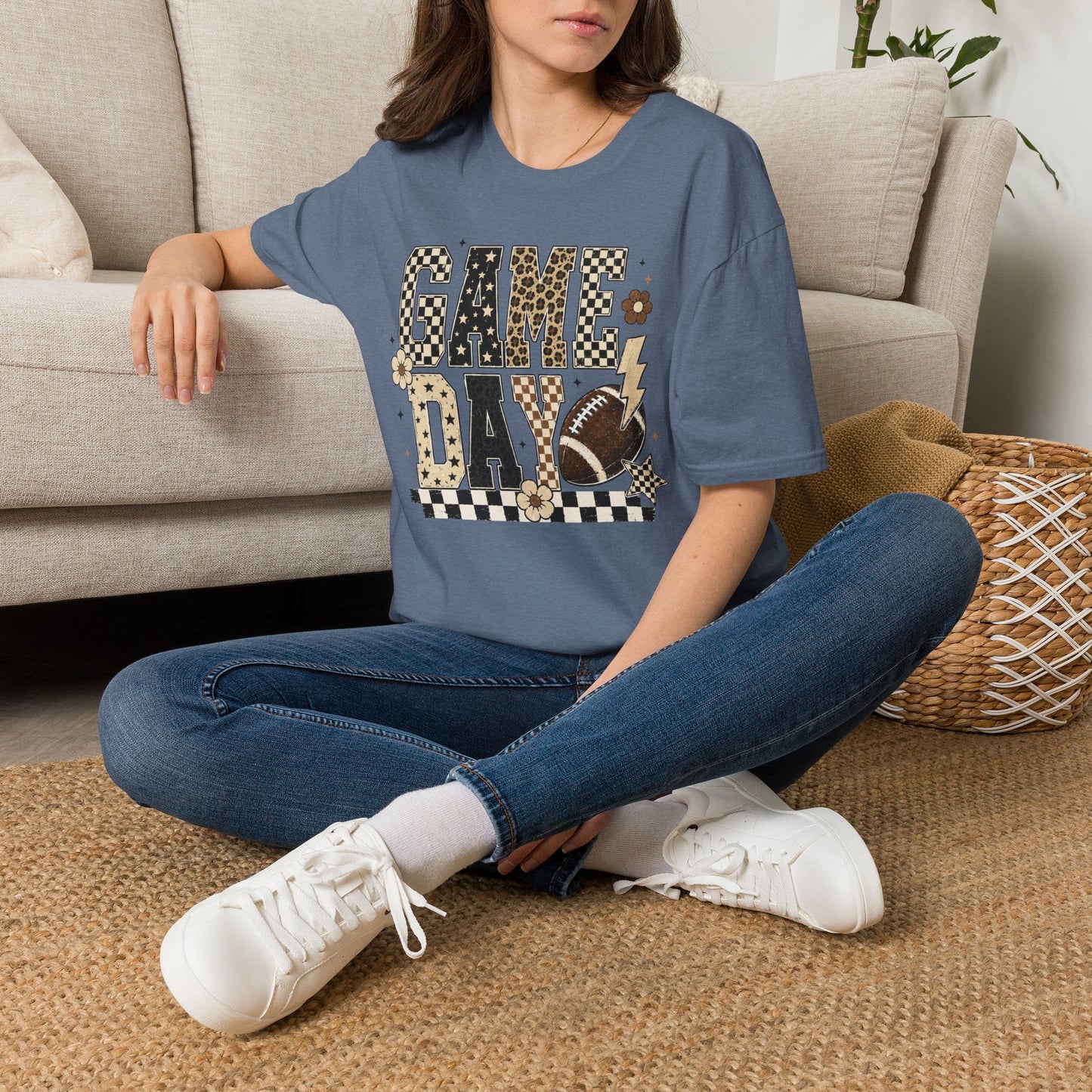 Game Day T-Shirt — Retro Checkerboard Football Design