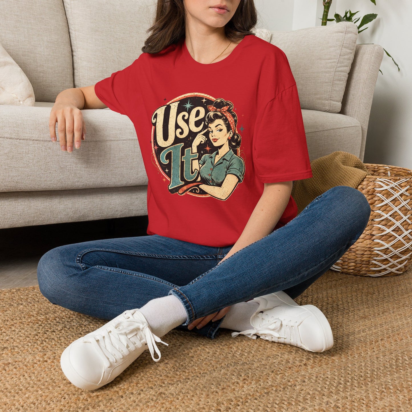 Vintage Rosie 'Use It' Graphic Tee — Retro Empowerment T-Shirt