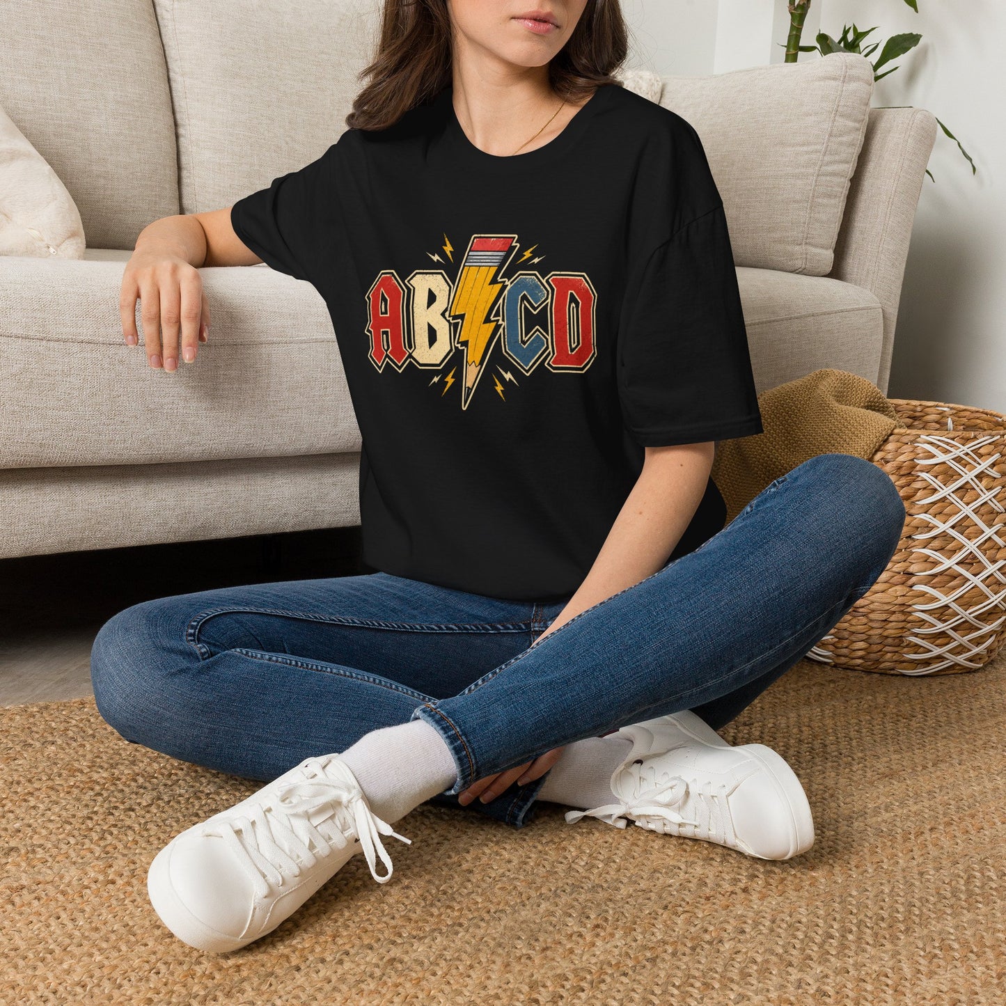 AB/CD Lightning Band Tee — Retro Rock Graphic T-Shirt